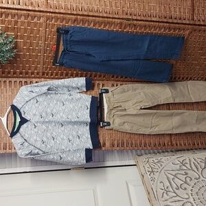 Boy's Bundle Whale Sweatshirt, Khaki, Navy Pants